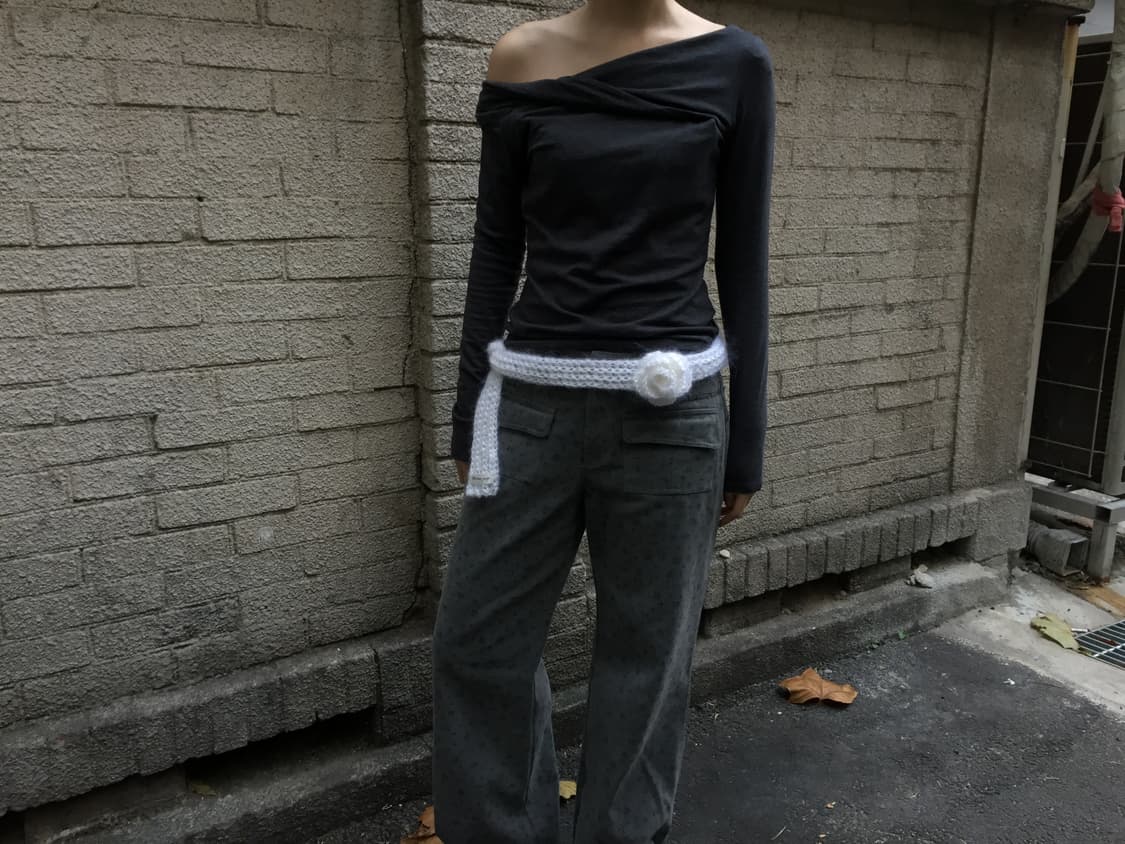 crochet mohair rose scarf white /small 상품이미지6