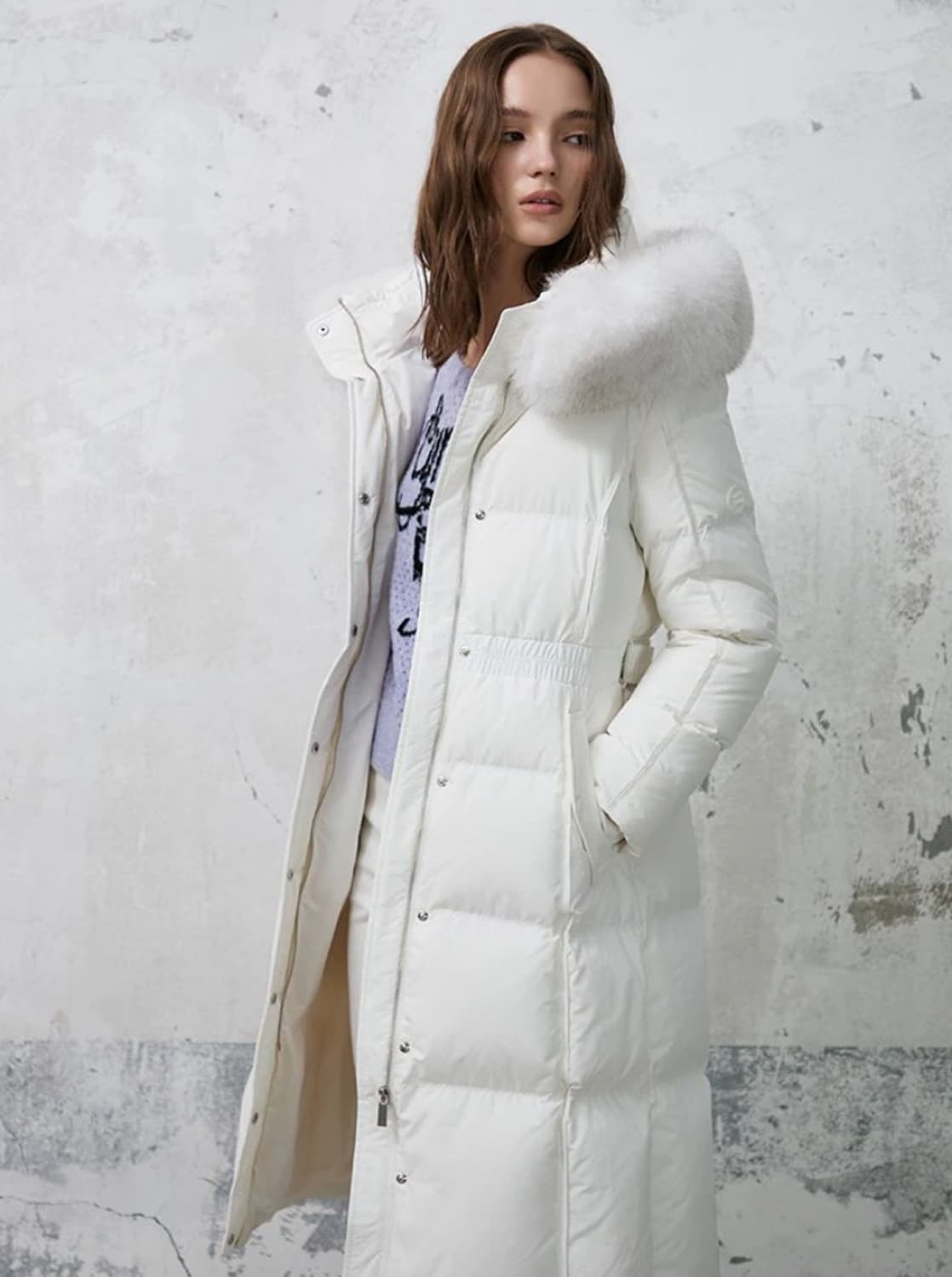 [새상품] 에고이스트 사가 폭스퍼 벨티드 구스다운 아이보리 상품이미지8