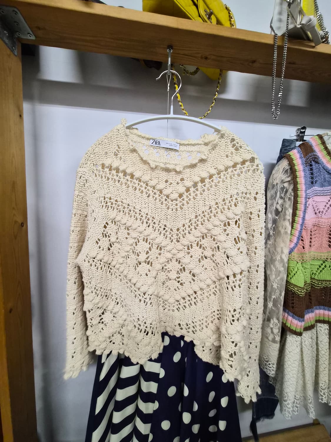 자라 크로쉐 니트. blank 도트 스트라이프 스커트 상품이미지2