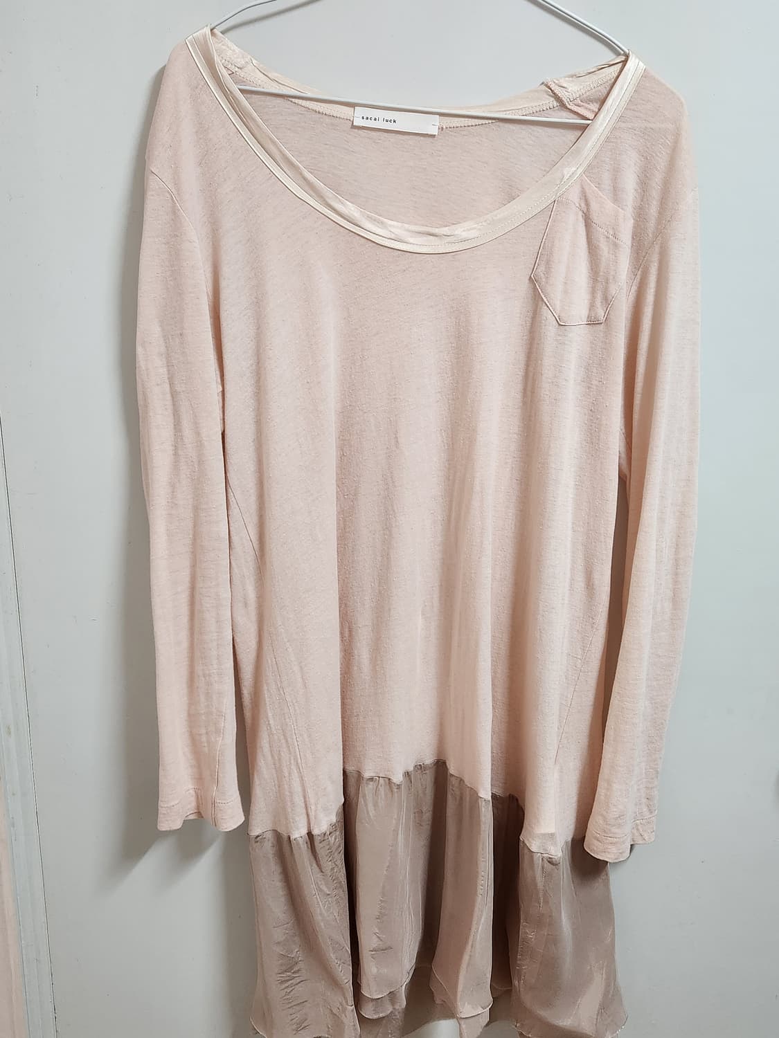 sacai luck cupro dress 사카이럭 핑크 긴소매 드레스 상품이미지1