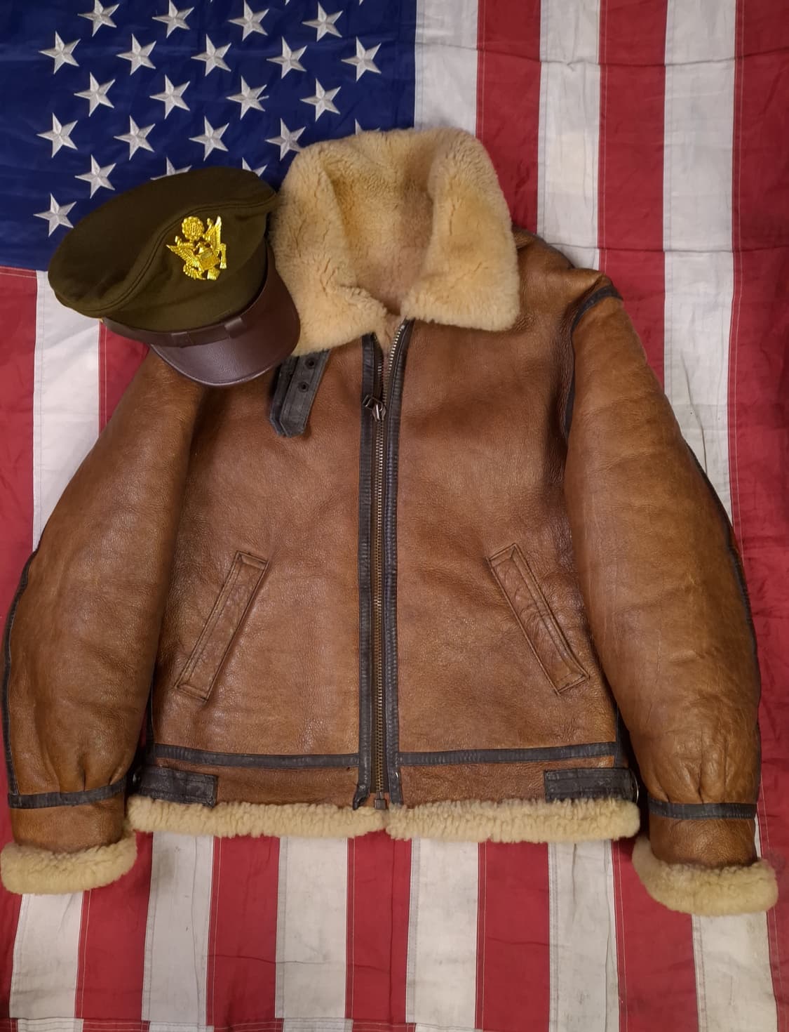 90's 일본판 미공군 B-3 TYPE 리얼레더 항공 폭격기 무스탕 상품이미지2