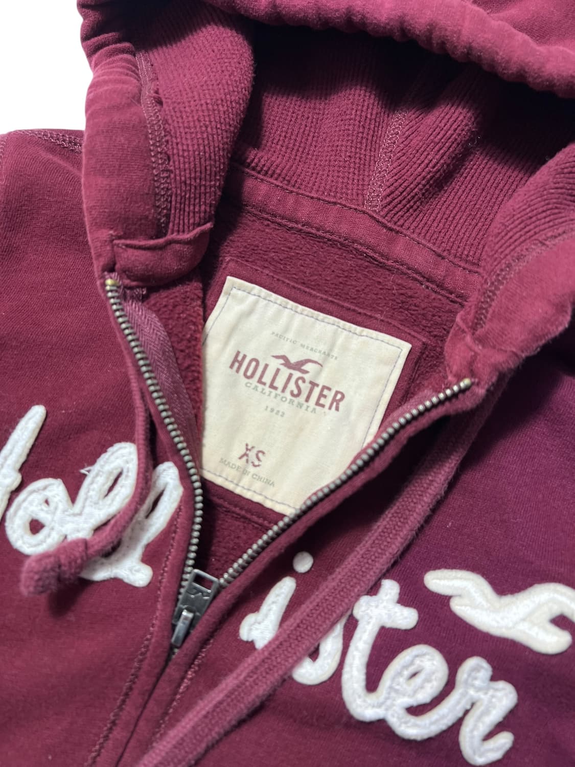 홀리스터 버건디 후드집업 XS 딱붙핏 상품이미지4