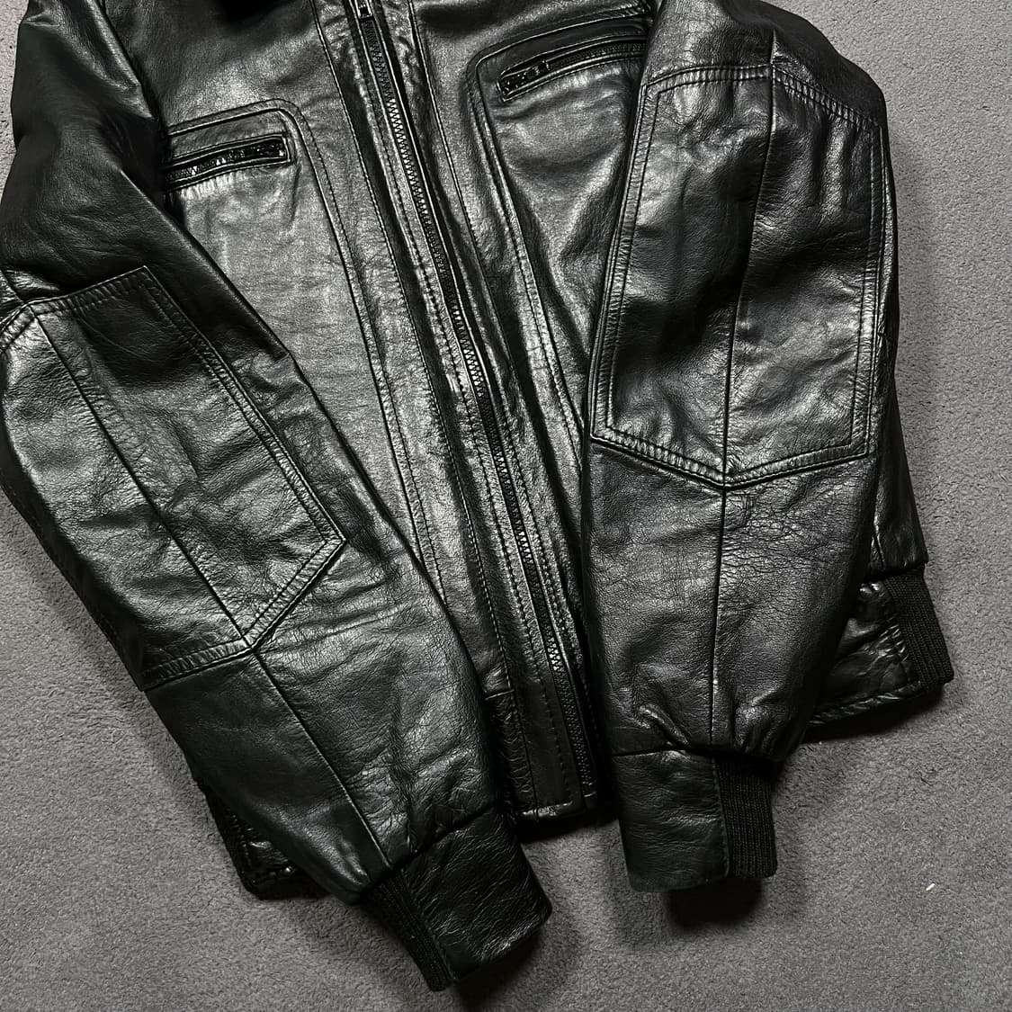 90's Redskins 레드스킨 카우레더 블랙 자켓 상품이미지3