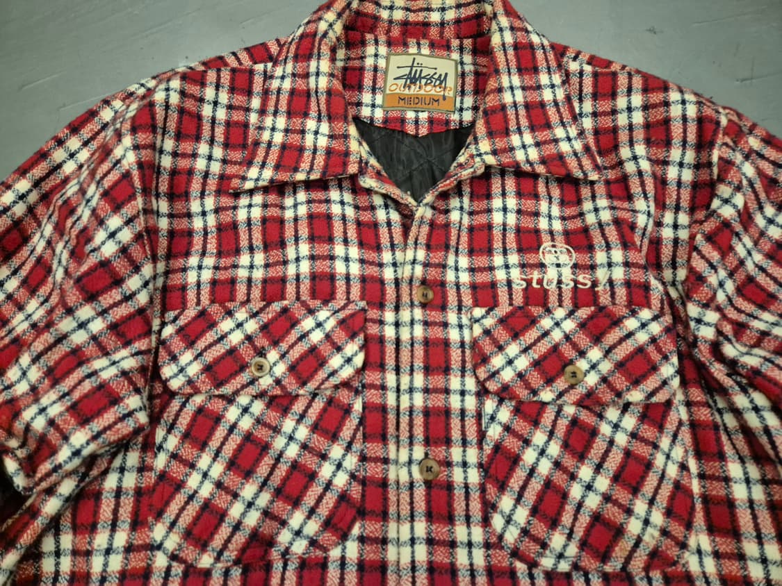 90s 스투이 아웃도어 플란넬 퀼팅 자켓 상품이미지4