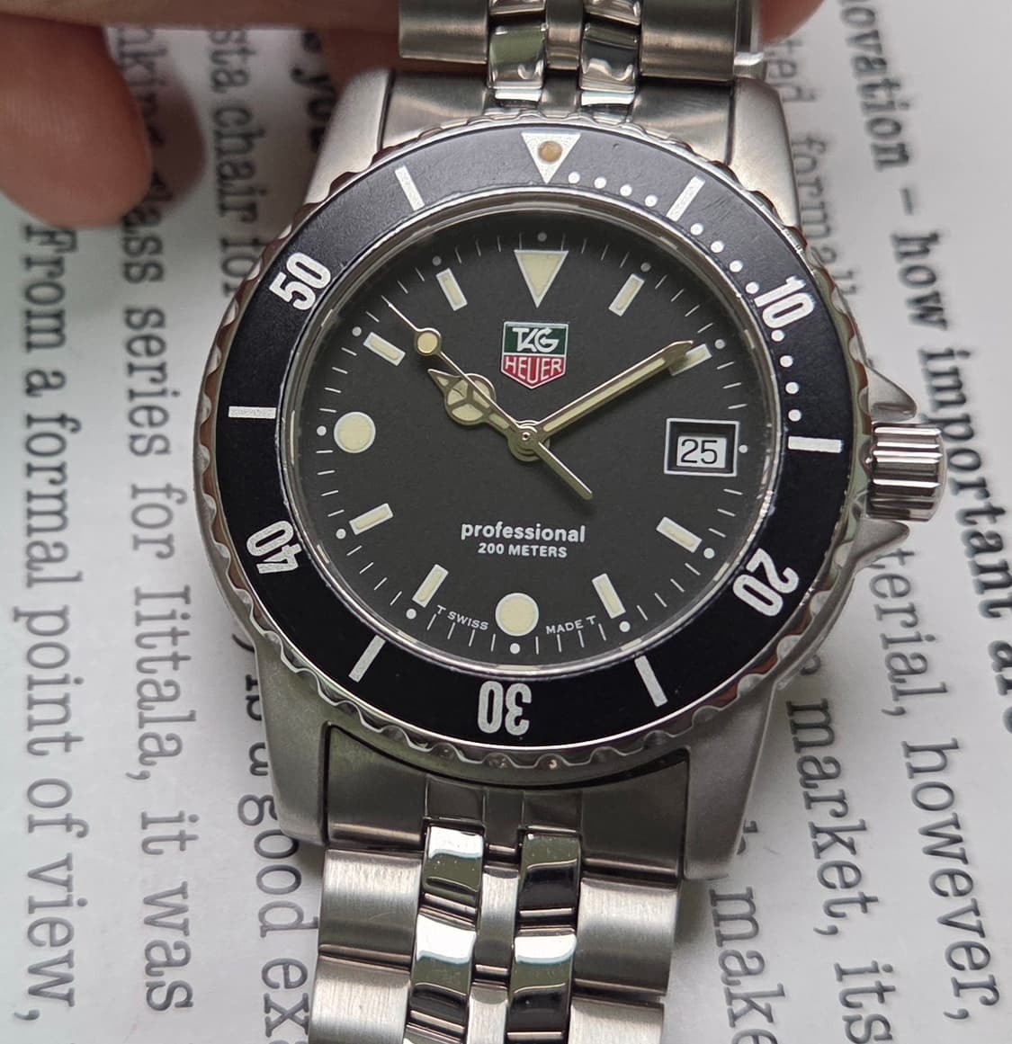 레어] 빈티지 태그호이어 프로페셔널 1500 블랙 태그섭 벤츠핸즈 쿼츠  상품이미지3