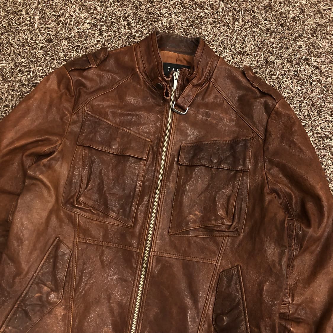 테이트 양가죽 브라운 레더 가죽 자켓 상품이미지2