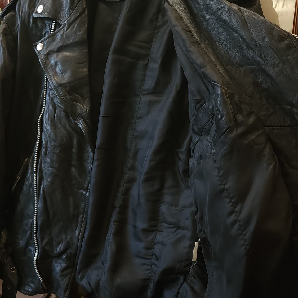 90s 빈티지 가죽자켓 브로큰 바이커 레더자켓 라이더자켓 L 상품이미지6