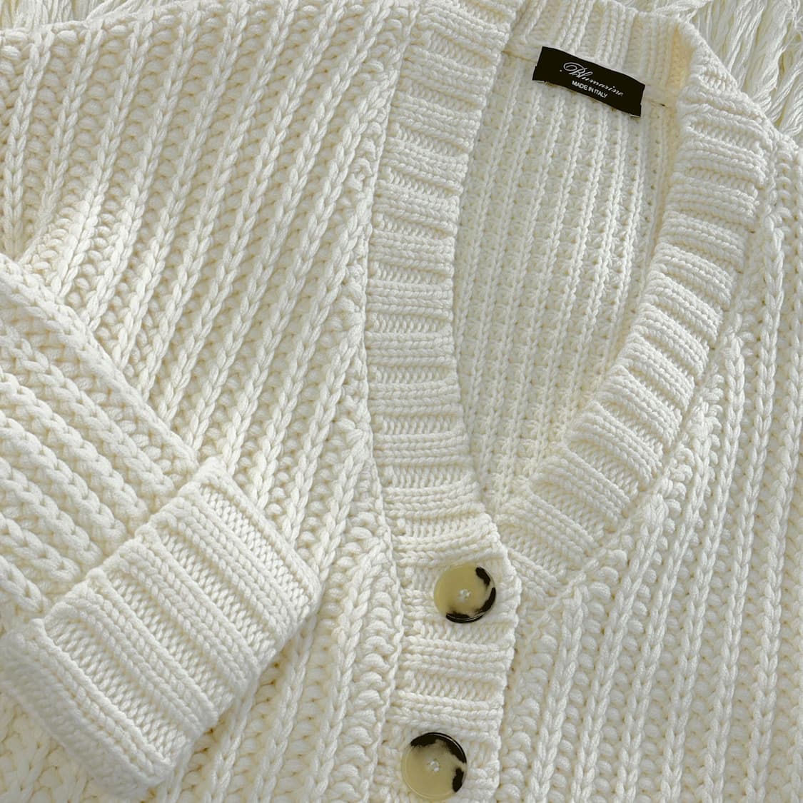 블루마린 프린지 울 니트 가디건 상품이미지4