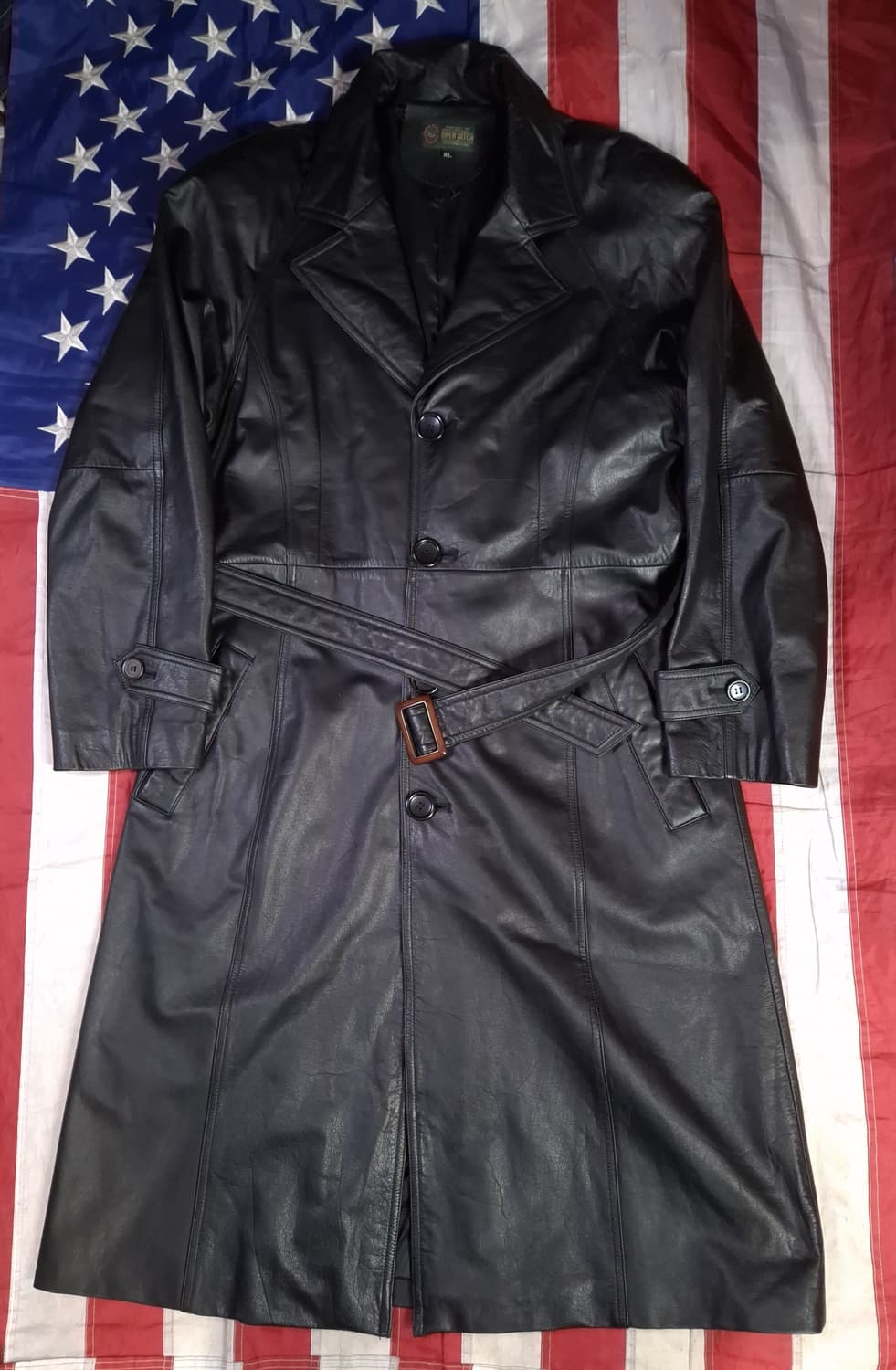 새제품급 90's 국내산 리얼레더 싱글 트렌치코트 상품이미지1