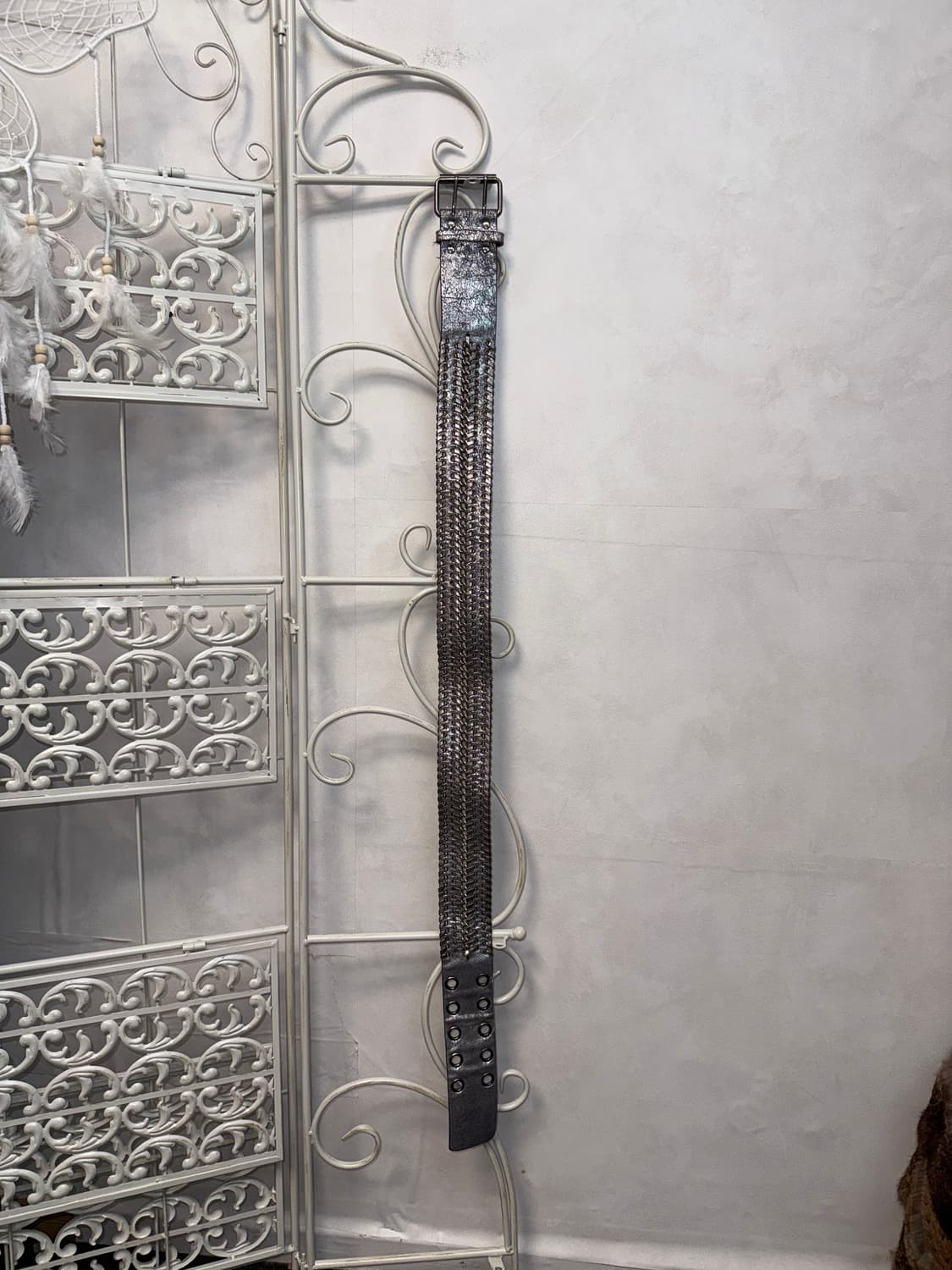 Metal silver western double buckle belt 상품이미지3