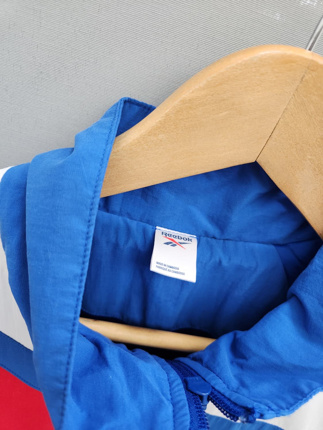 리복 블루 레드 화이트 배색 빅로고 올드스쿨 집업 상품이미지4