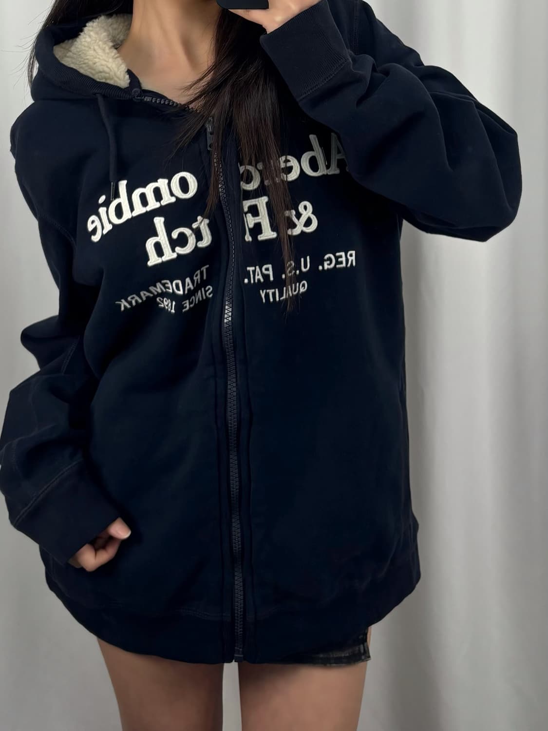 아베크롬비 양털 네이비 후드집업 상품이미지3