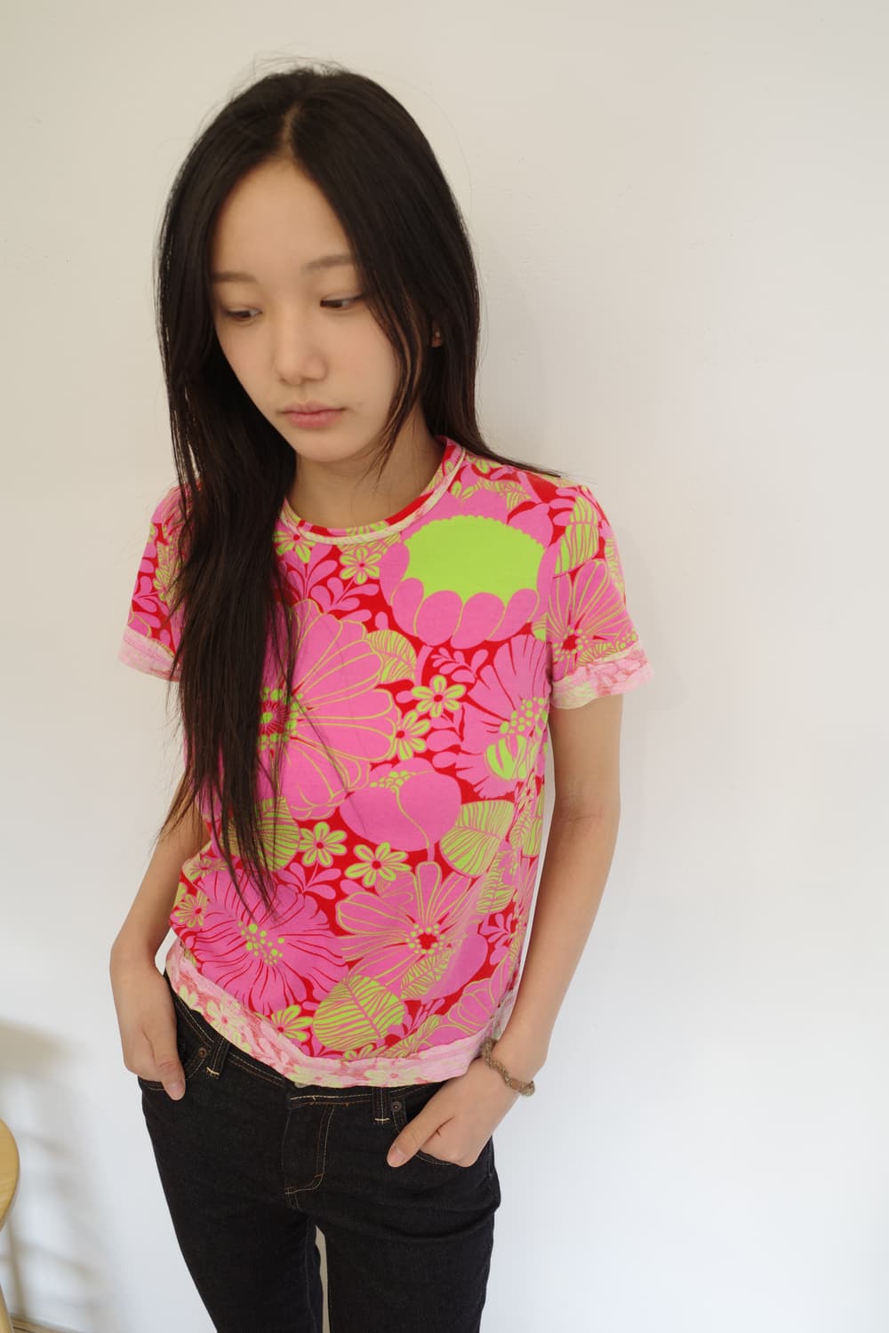 Comme des Garcons Pink Flower T-shirt 상품이미지1