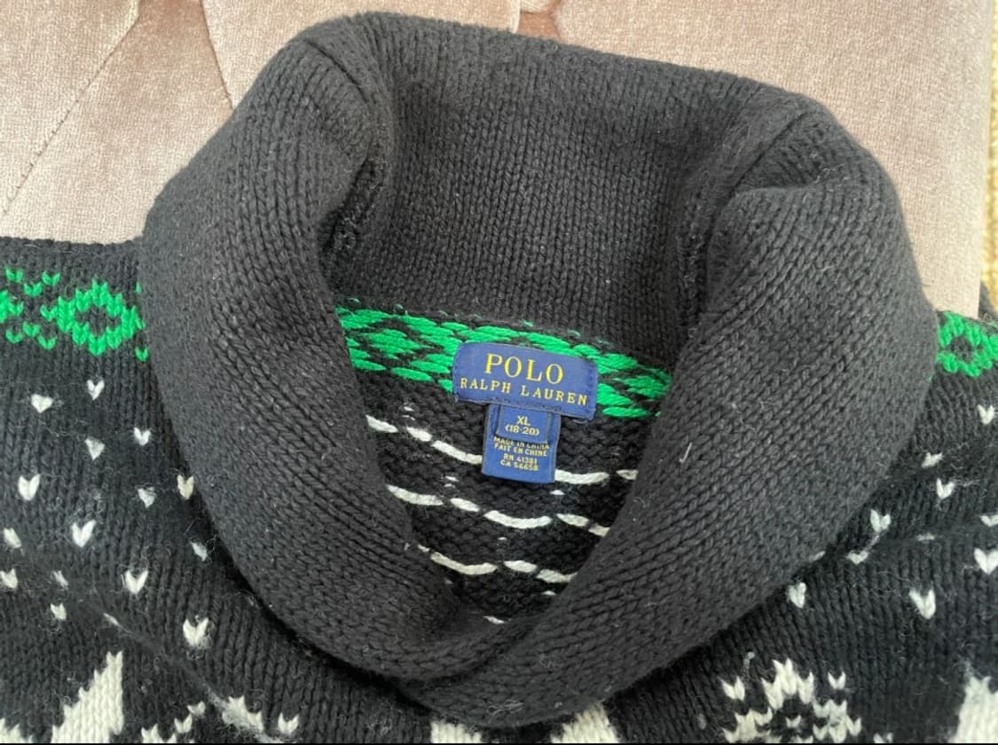 폴로랄프로렌 블랙노르딕 스노우플레이크 숄카라 니트  상품이미지3