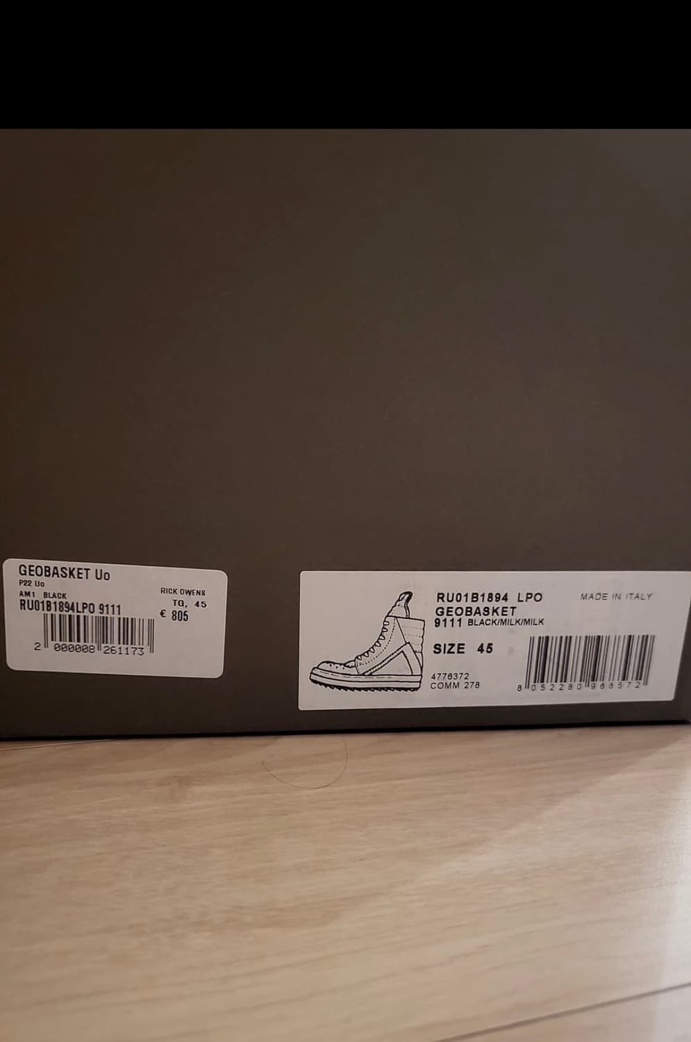 릭오웬스 지오바스켓 45사이즈 상태 최상급 상품이미지10