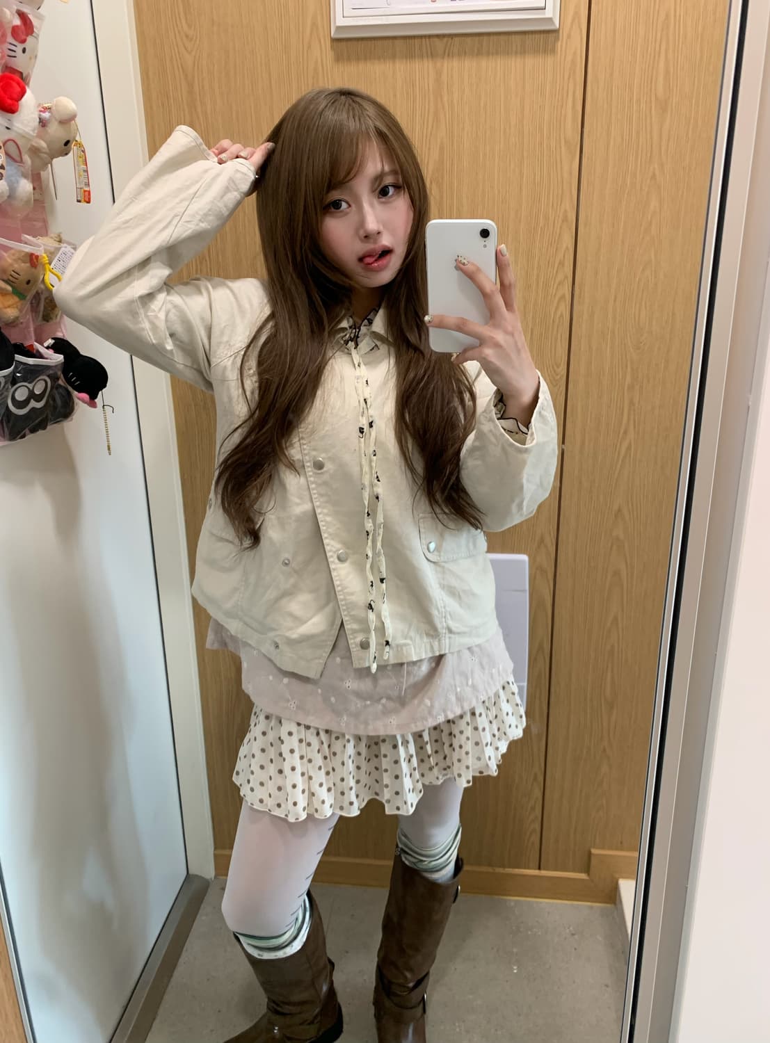 베이지 아이보리 네코 히메 모리걸 니혼진 코디세트 상품이미지2