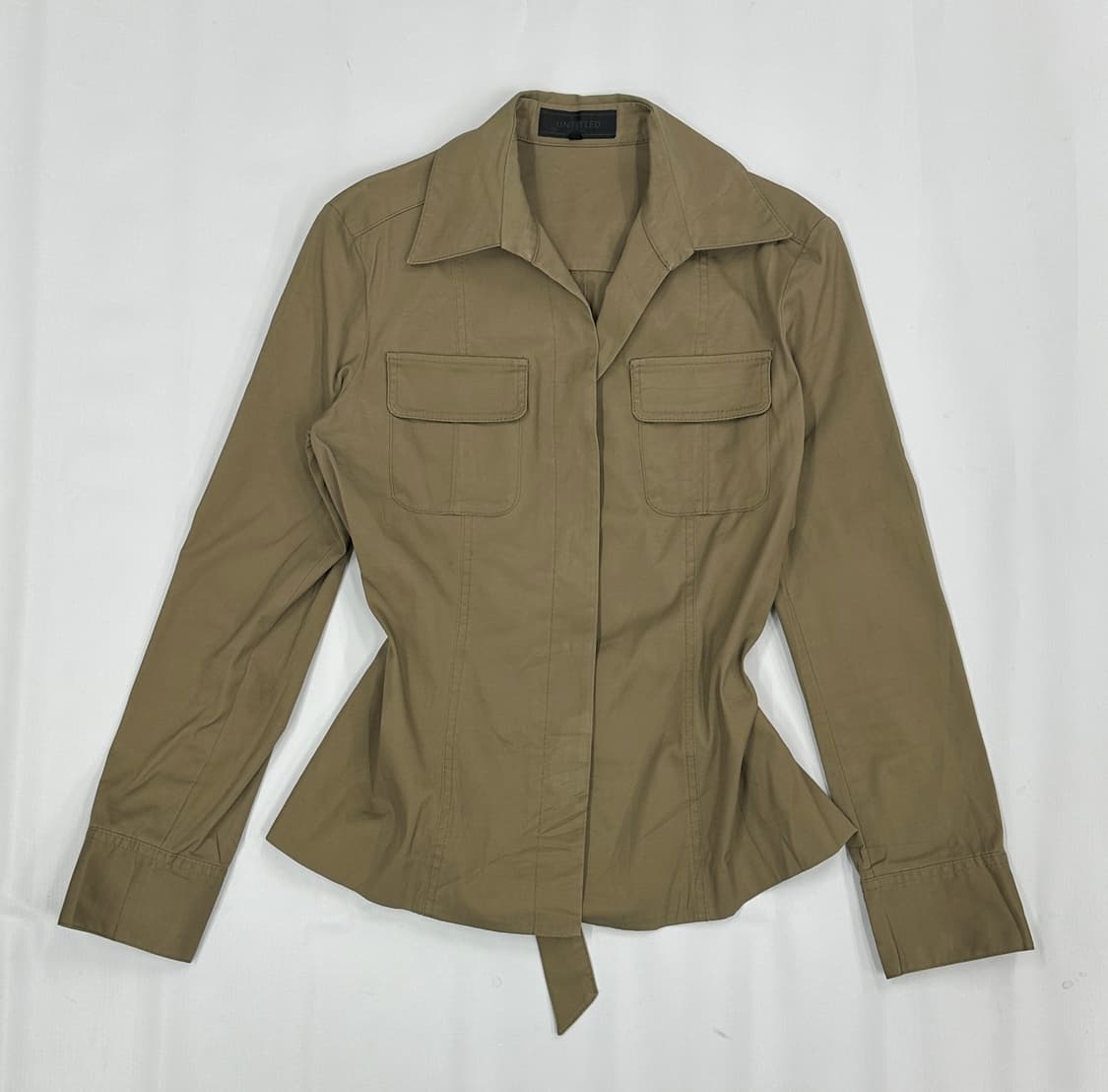 👜핀터 나나깔 셋업 코디세트👜 베이지 셔츠 허리라인 리본 정장 상품이미지3