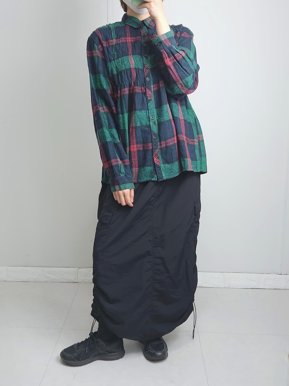 (KANGOL SPORTS)셔링 롱 스커트 상품이미지2