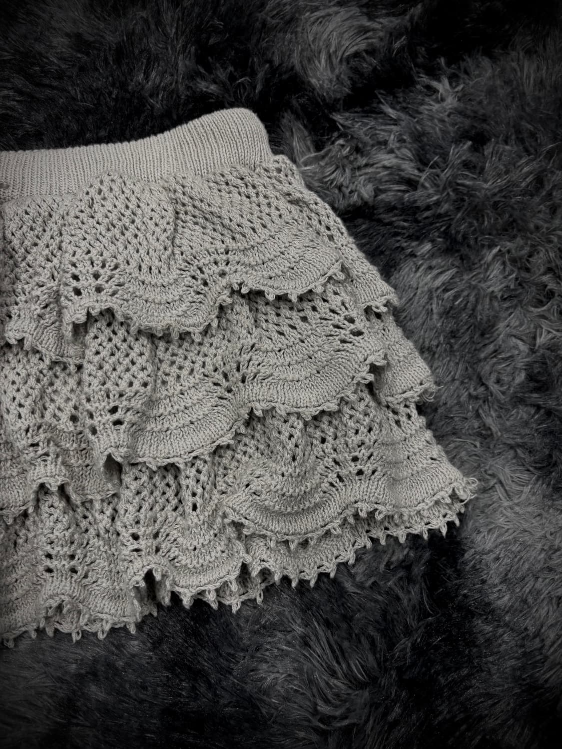 그레이 크로쉐 캉캉 숏스커트 상품이미지4