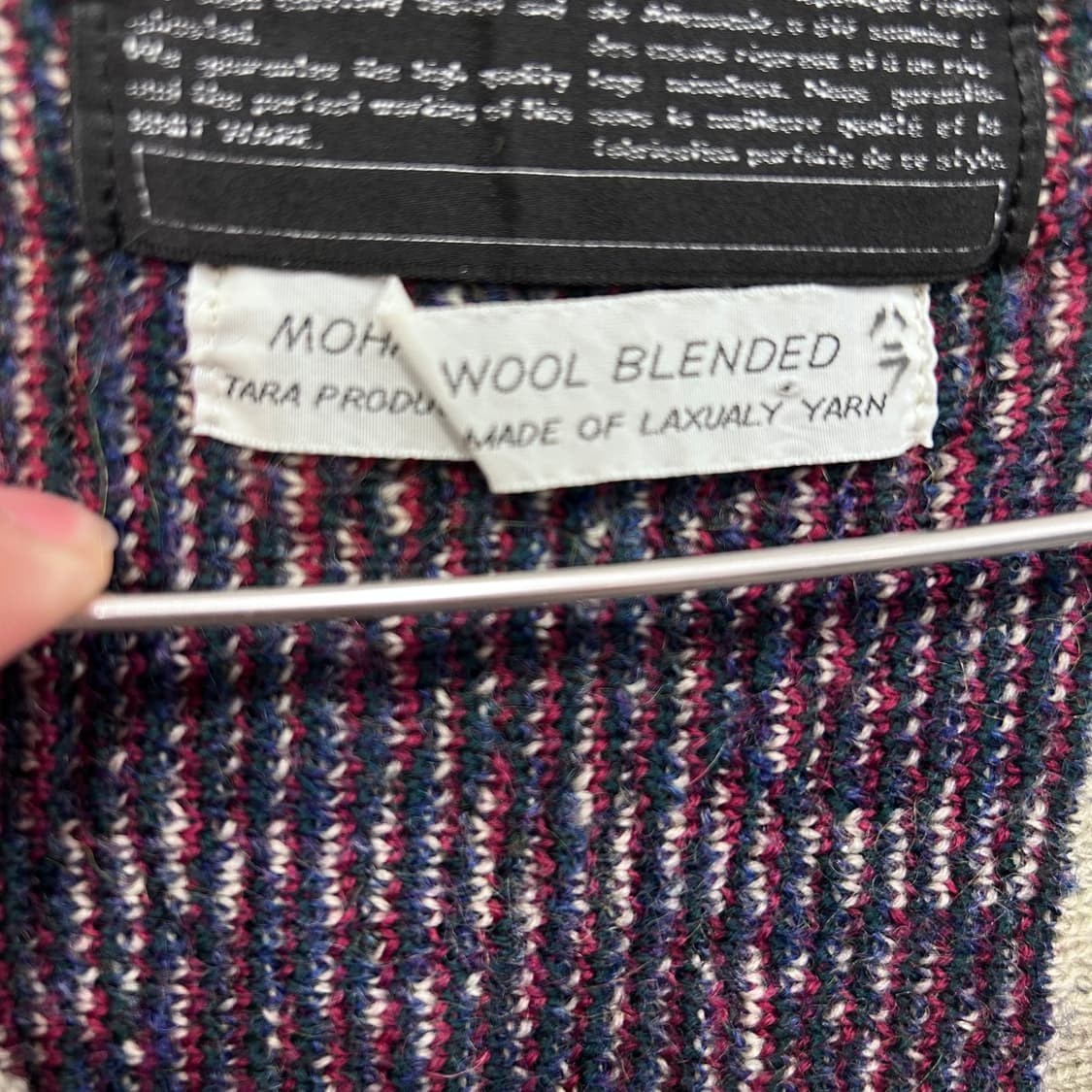 재팬빈티지 모헤어 울 패턴 브이넥 케이블 니트 상품이미지4