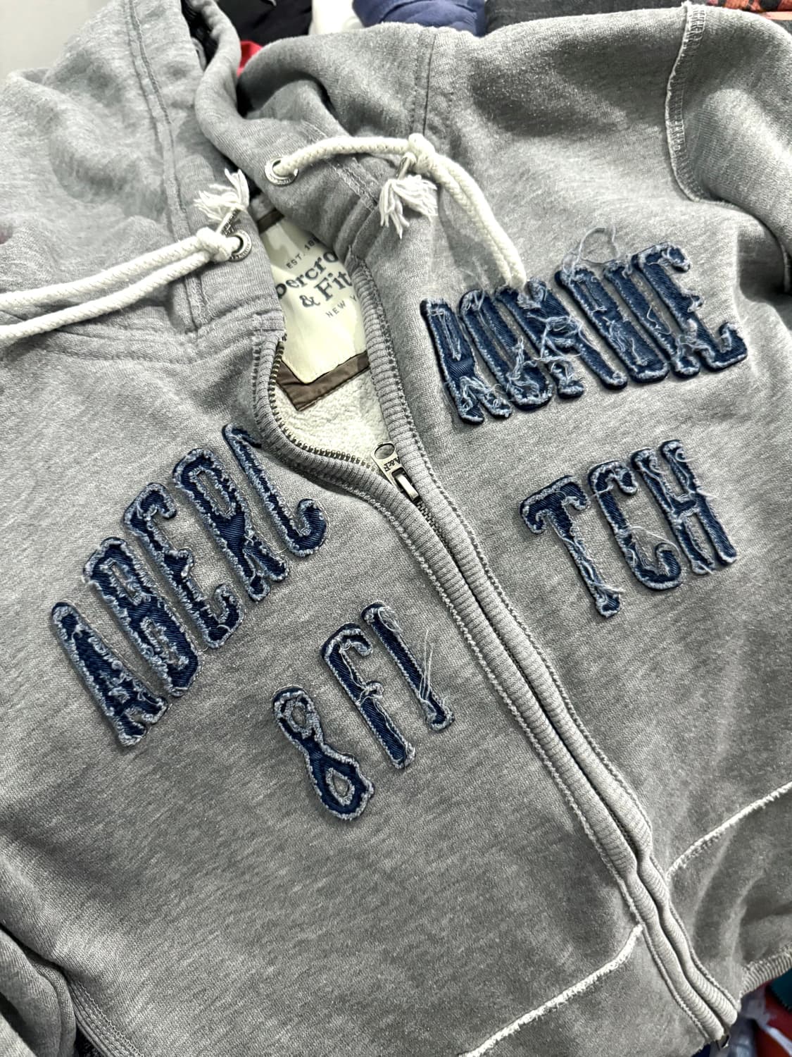 아베크롬비 2000s 그레이 더블지퍼 후드집업 S 상품이미지3