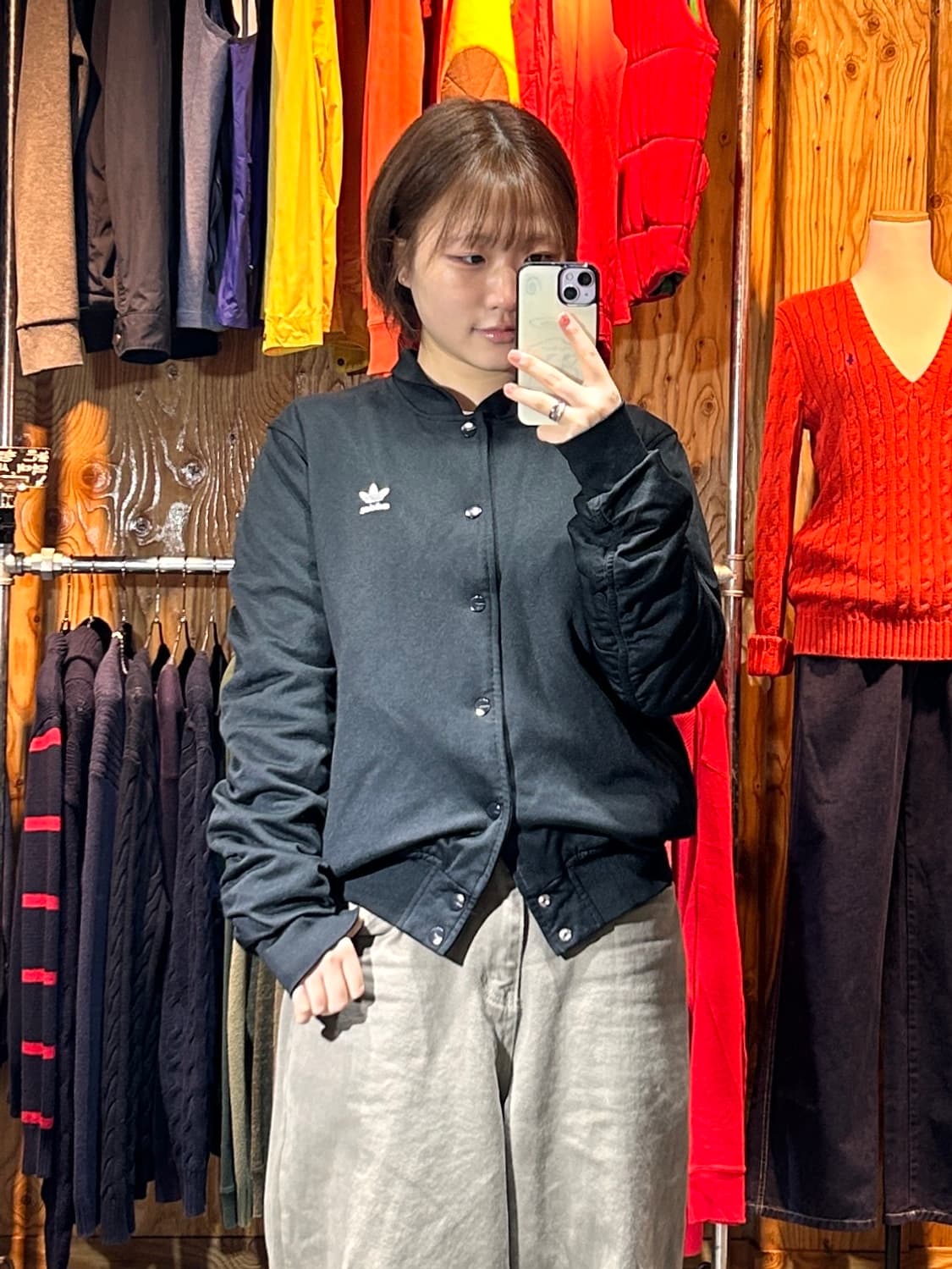 L 아디다스 파이어버드 빅로고 코튼 블랙 블루종 상품이미지1