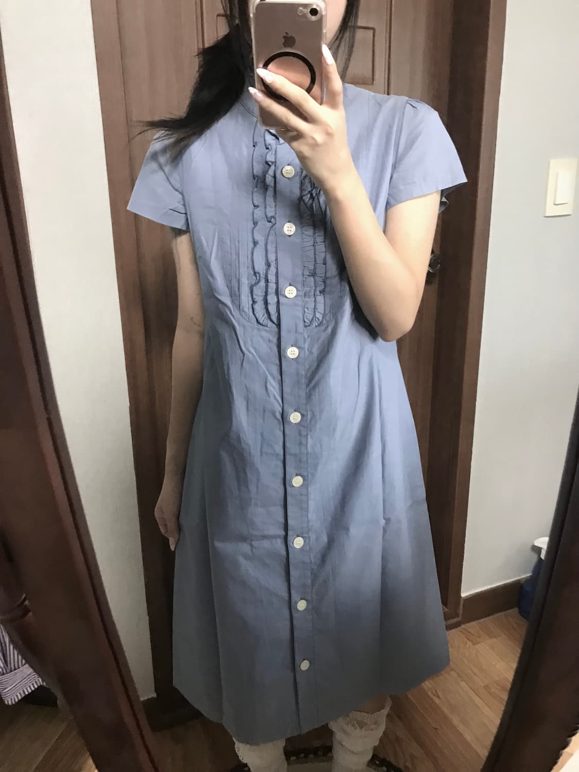 JP vintage blue frill op 상품이미지3