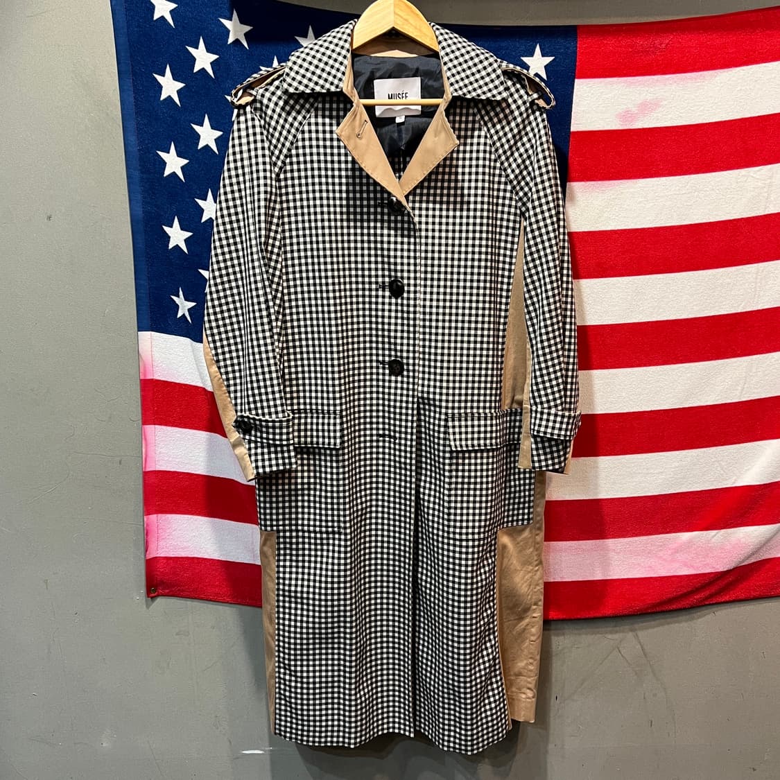 MUSEE 뮤제 체크 롱 트렌치 코트 상품이미지1