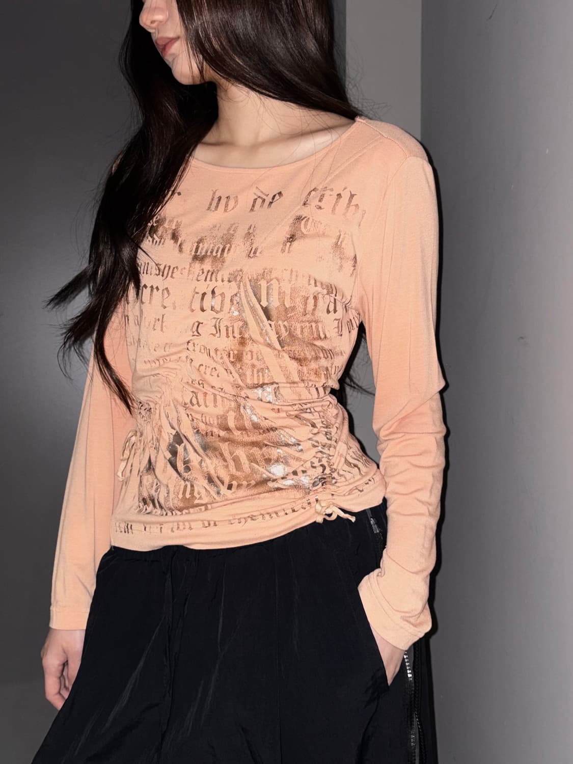 y2k 빈티지 셔링 디테일 티셔츠 상품이미지2