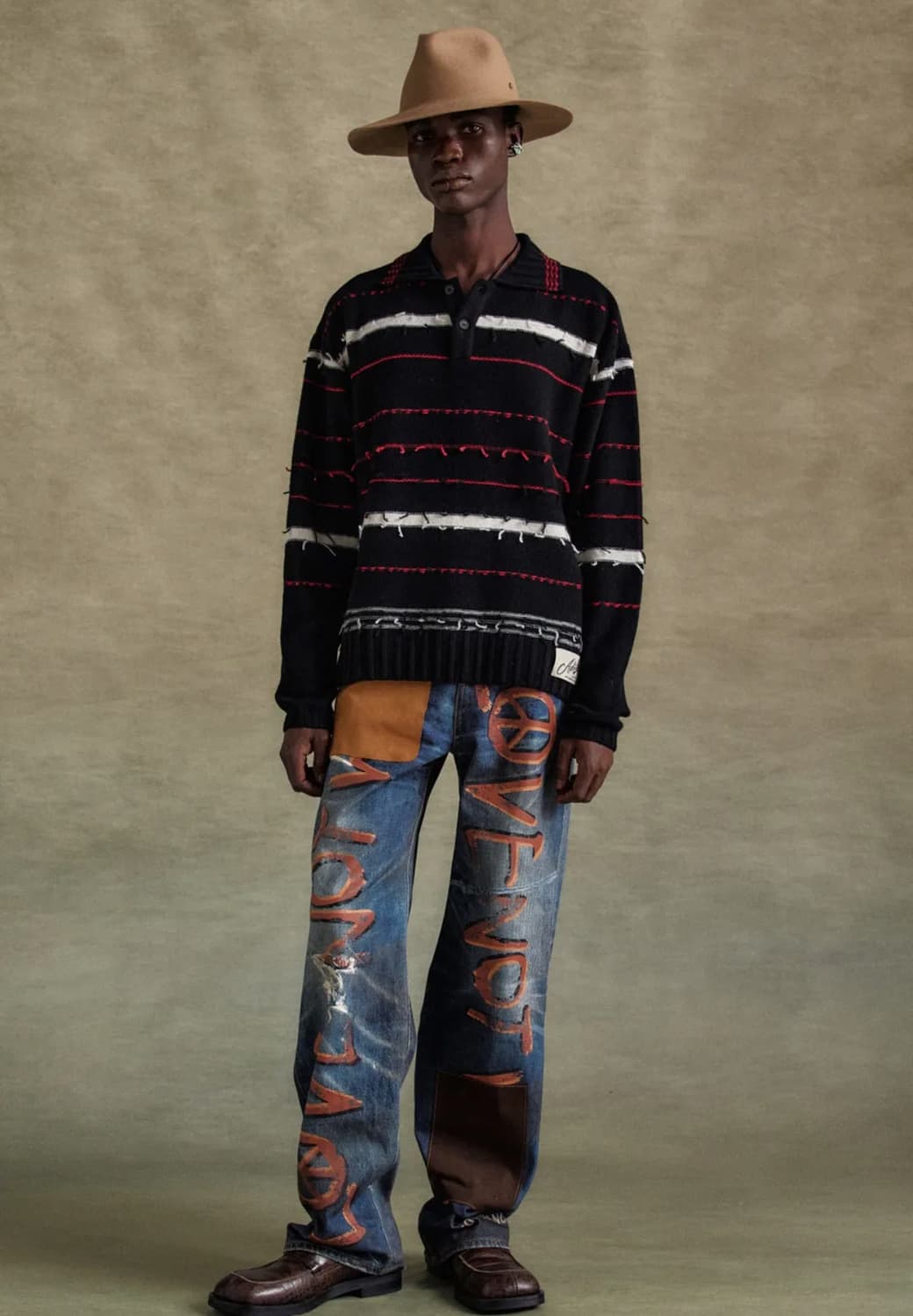 앤더슨벨 블랙 스트라이프 폴로 스웨터 XL 상품이미지3