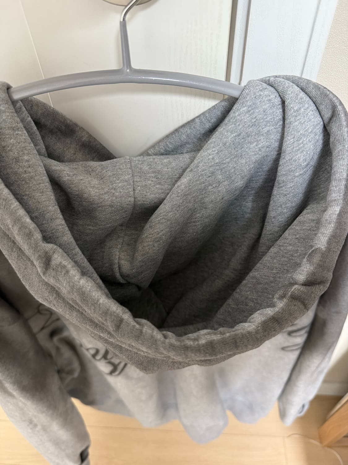 러프넥 빈티지 오버핏 후드 그레이 상품이미지4