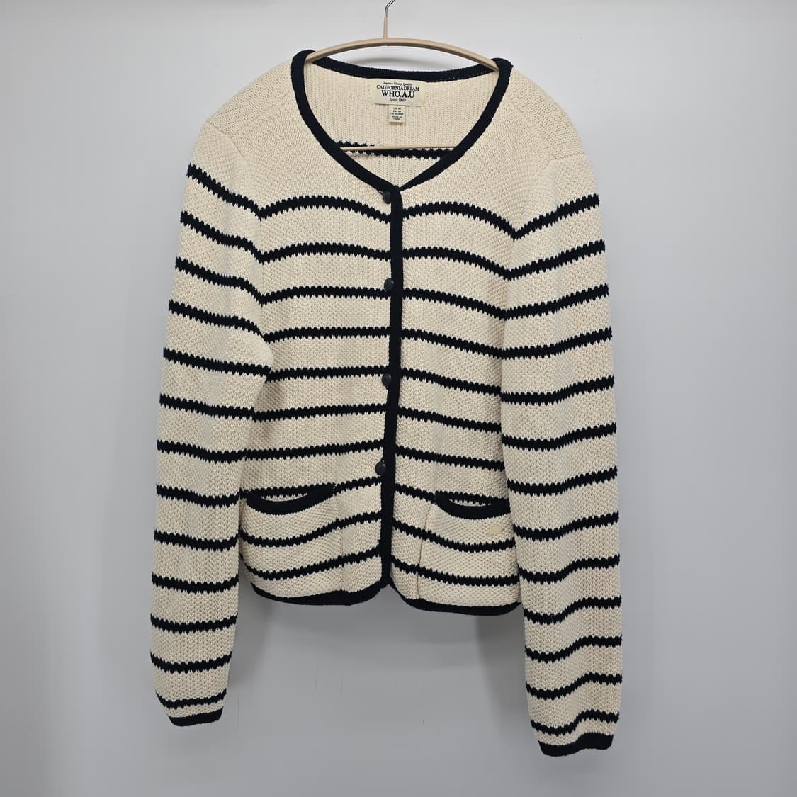 WHO.A.U 스트라이프 가디건 상품이미지1