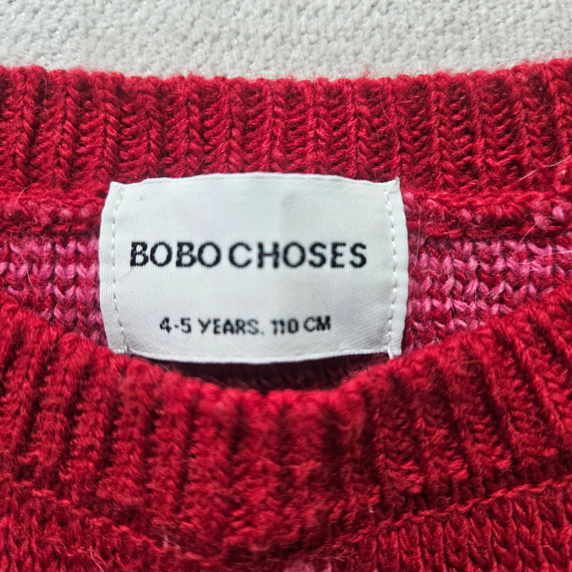 110 보보쇼즈 키즈 레드 긴팔 니트 0310Y 상품이미지3