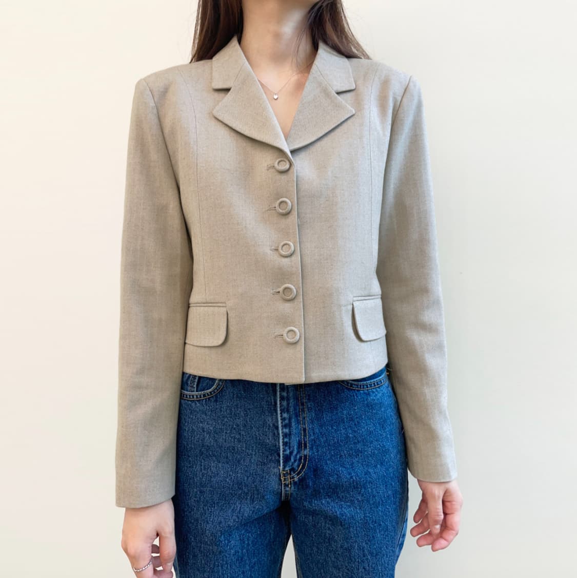 유네네(unene) 헤링본 크롭자켓 55-66 새상품 상품이미지3