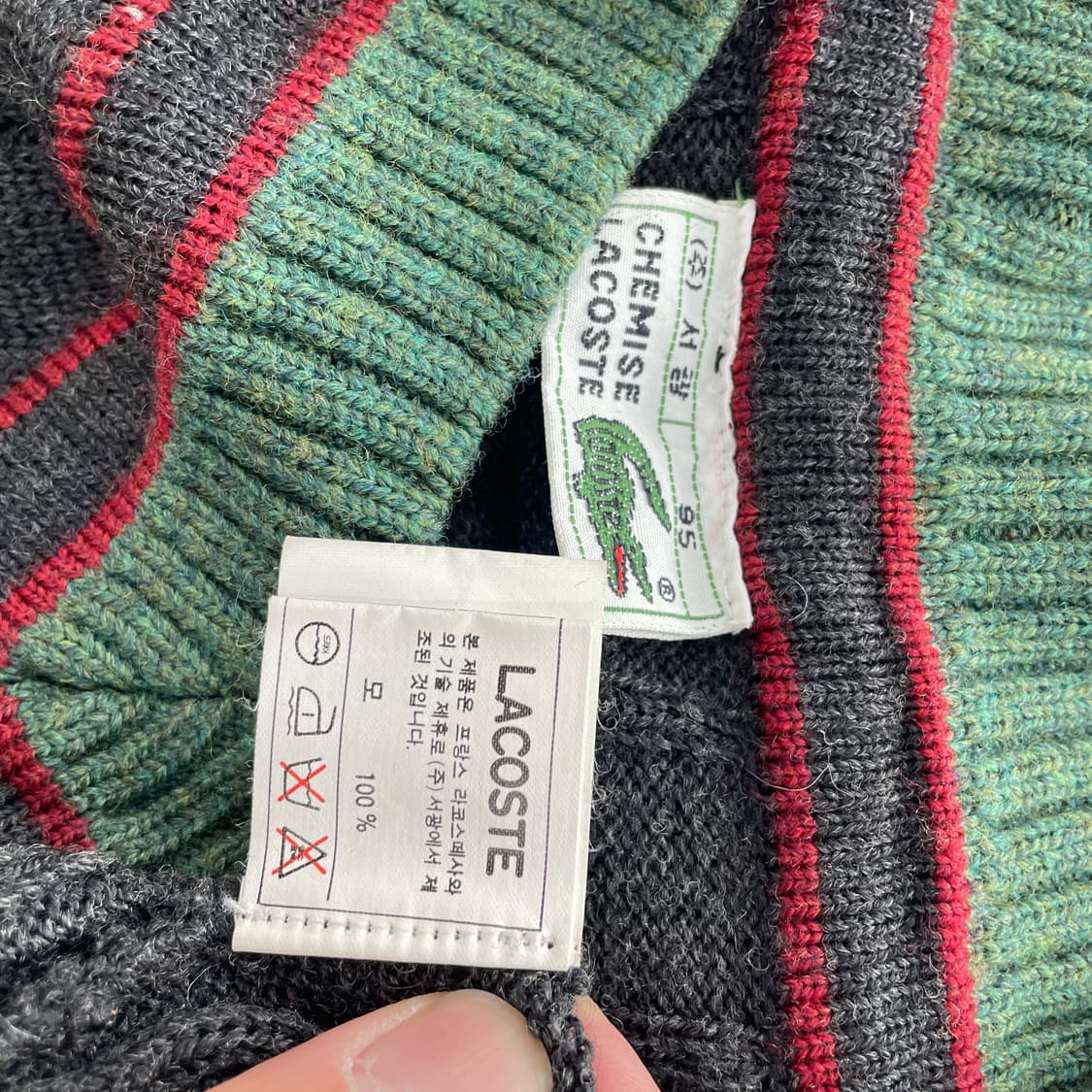 라코스테 v넥 그레이 니트 상품이미지4