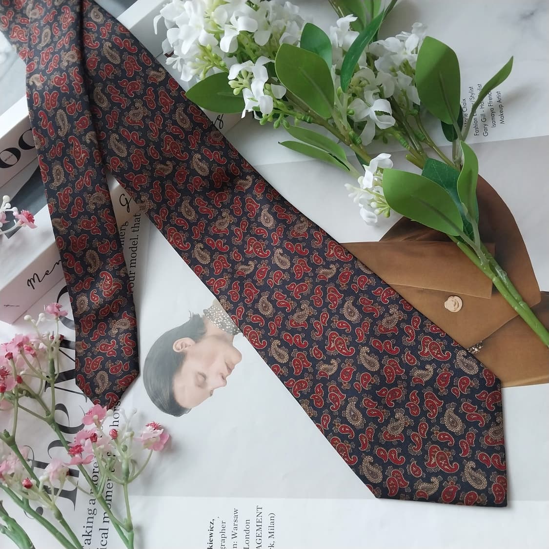 란셀 실크 네이비 페이즐리 패턴 넥타이 8.5cm A+등급 K1786
 상품이미지4