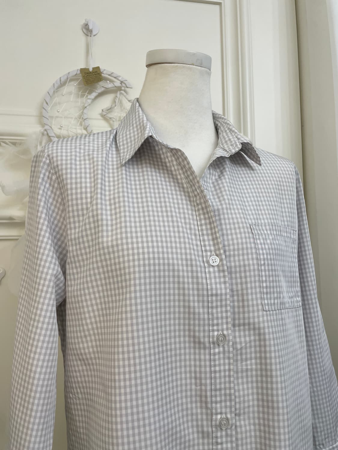 sheer gray gingham check basic shirt 상품이미지6