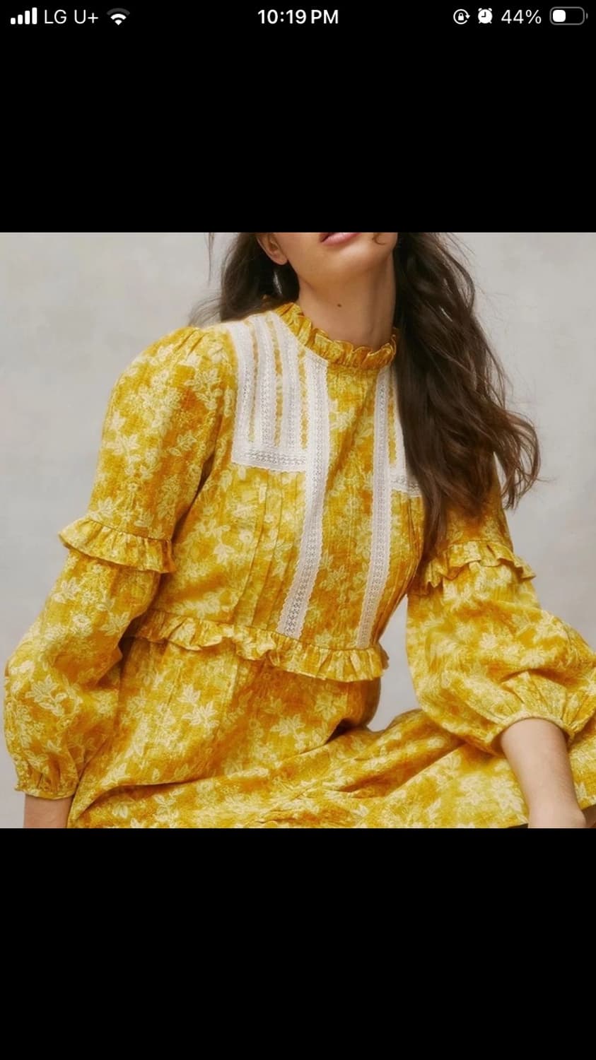 UO X LAURA ASHLEY 한정판 코티지코어 옐로우 드레스 상품이미지4