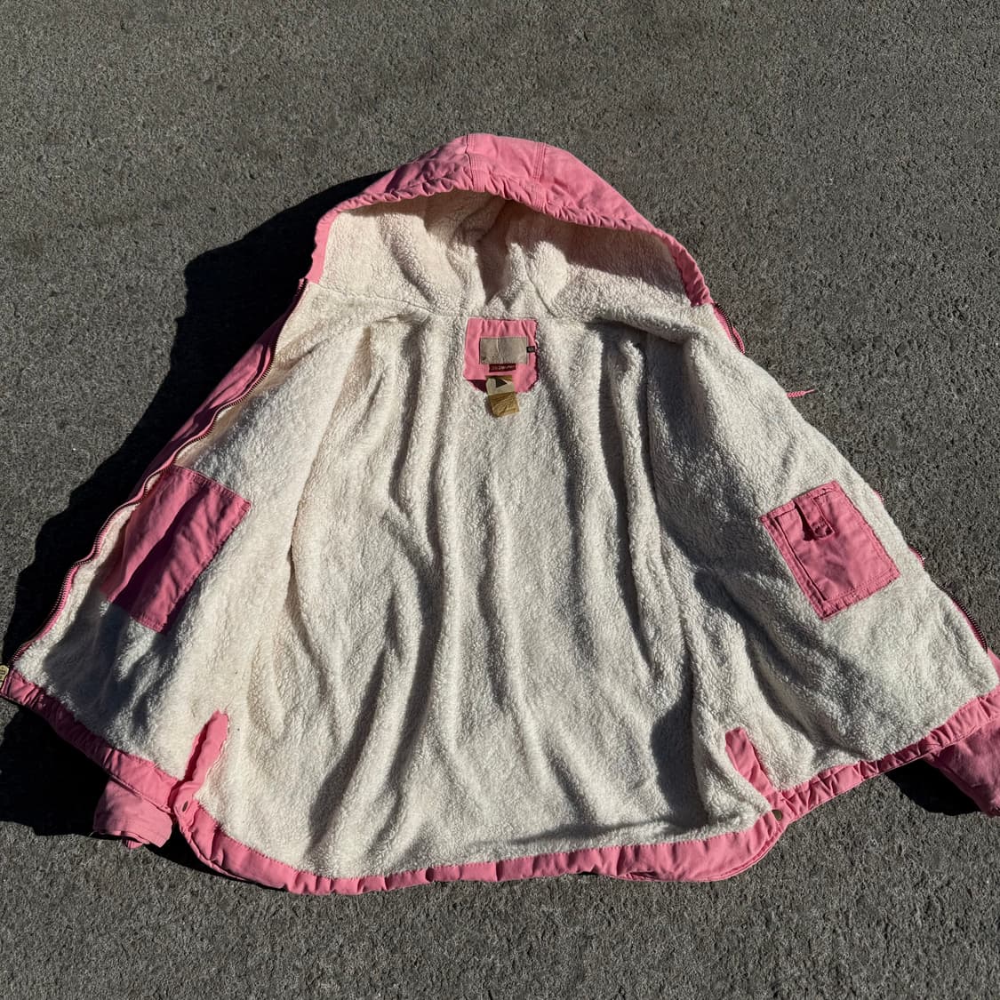 빈티지 양털 후드 워크자켓 핑크 상품이미지4