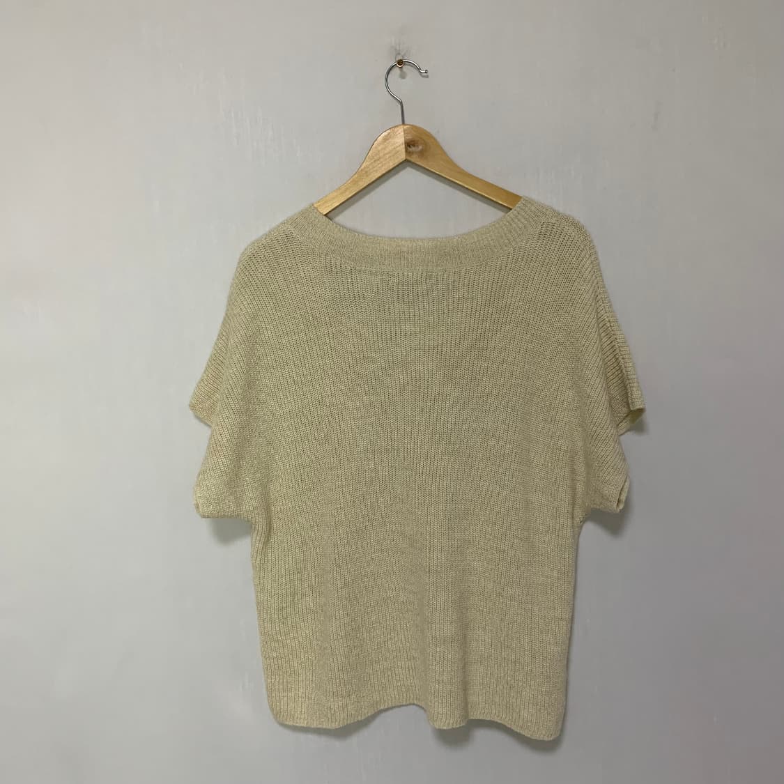 에디바우어 브이넥 반팔 니트 아이보리 빈티지 모리걸 상품이미지6