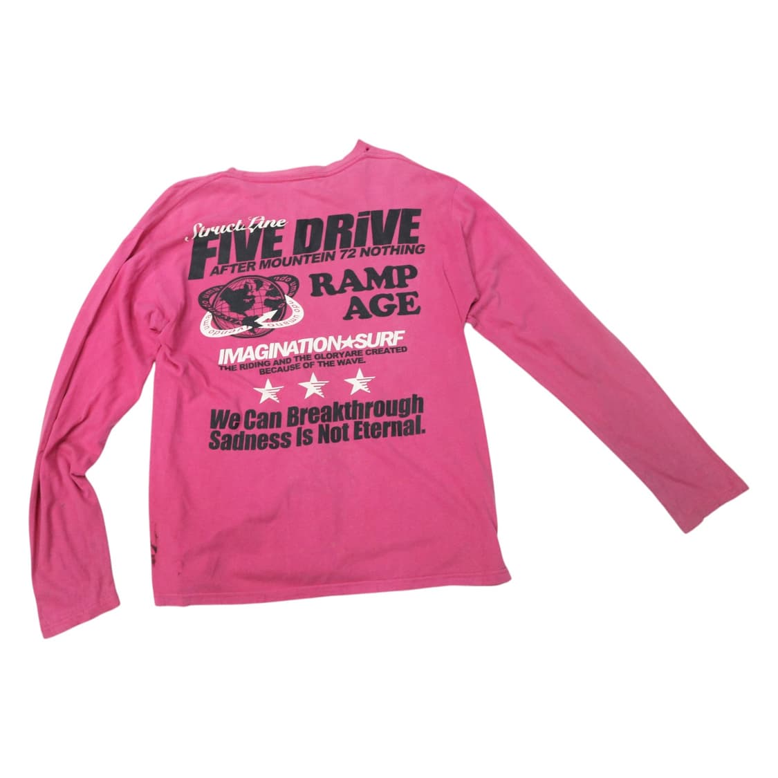 빈티지 핫핑크 "FIVE DRIVE" 그래픽 롱슬리브 티셔츠 (L) 상품이미지1
