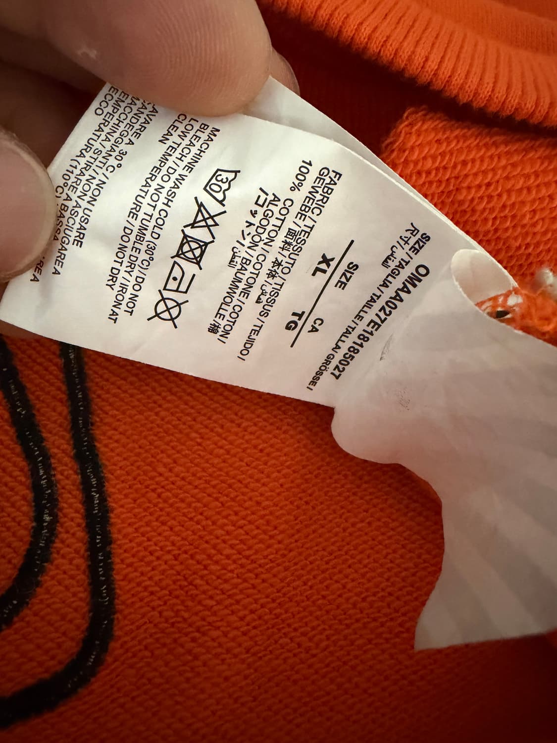 오프화이트 백 애로우 오렌지 맨투맨 상품이미지5