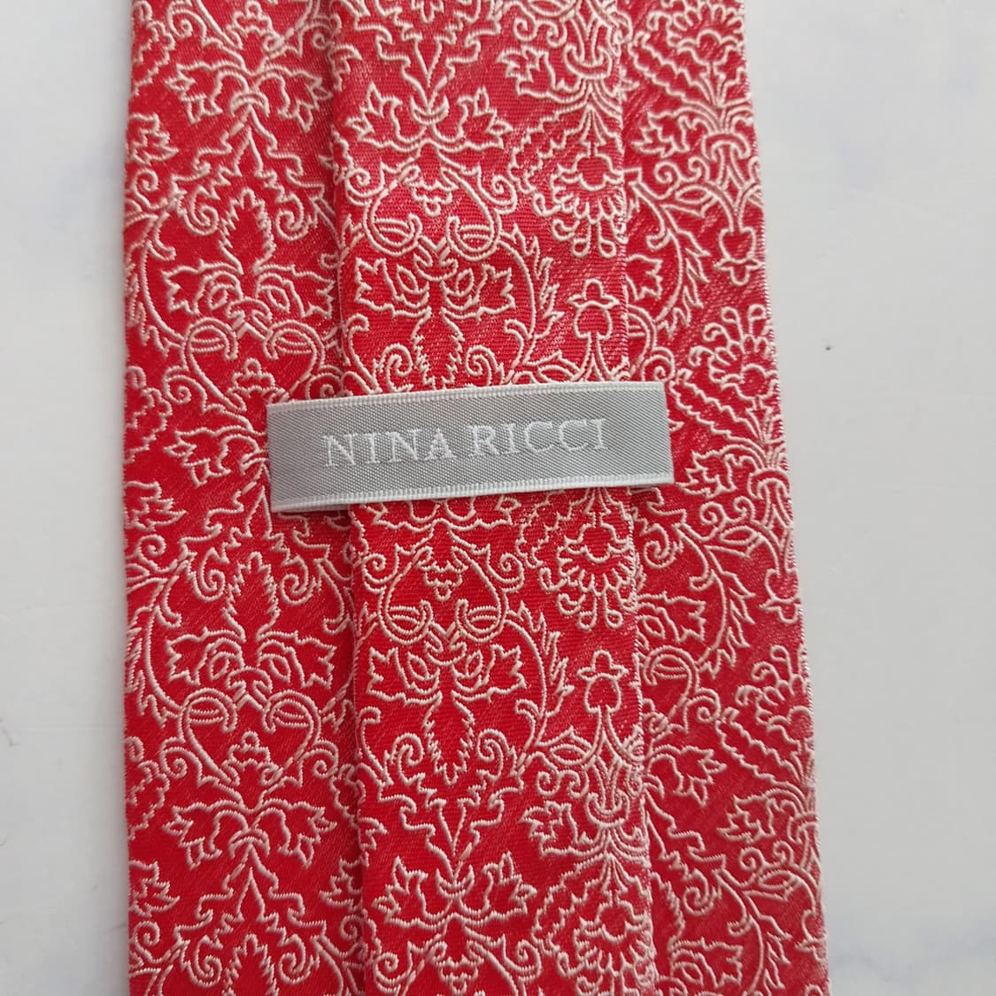 니나리치 실크 레드 페이즐리 플라워 넥타이 9.3cm A+등급 K2405 상품이미지9