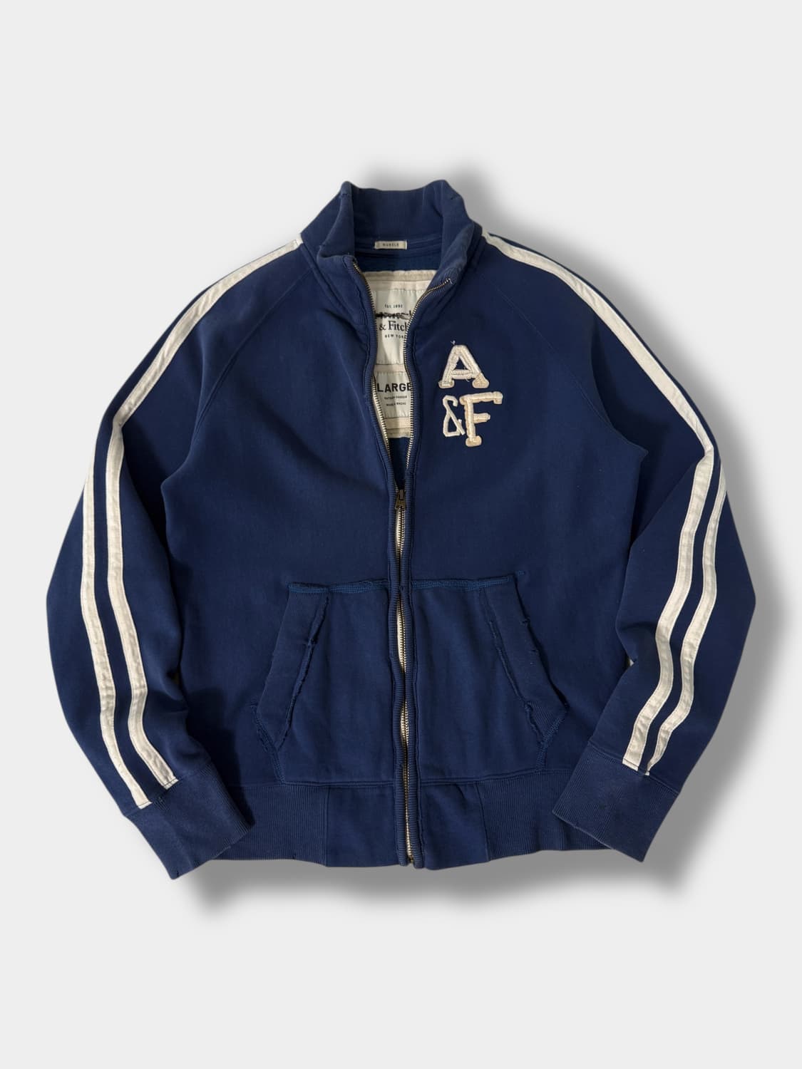 아베크롬비 루즈핏 00‘s 빈티지블루 스웻 집업 상품이미지1