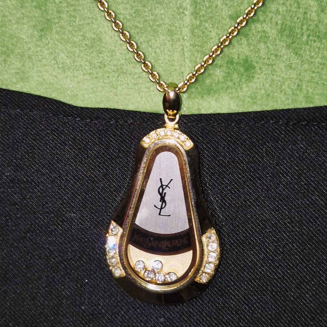 90s 입생로랑 물방울 크리스탈 쉐이커 목걸이 상품이미지10