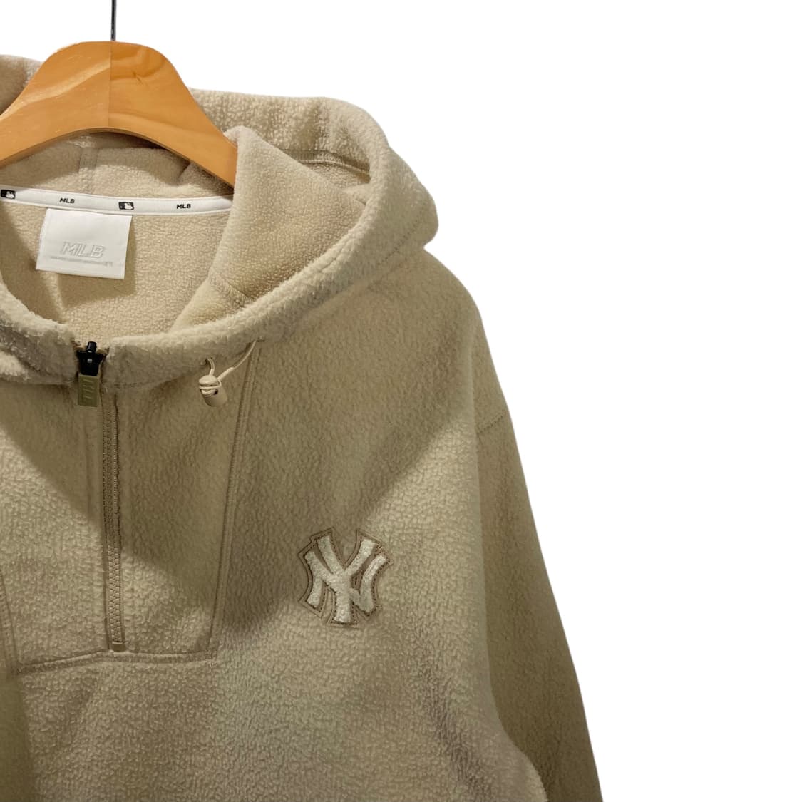 MLB  아이보리 반집업 플리스 후드 상품이미지3