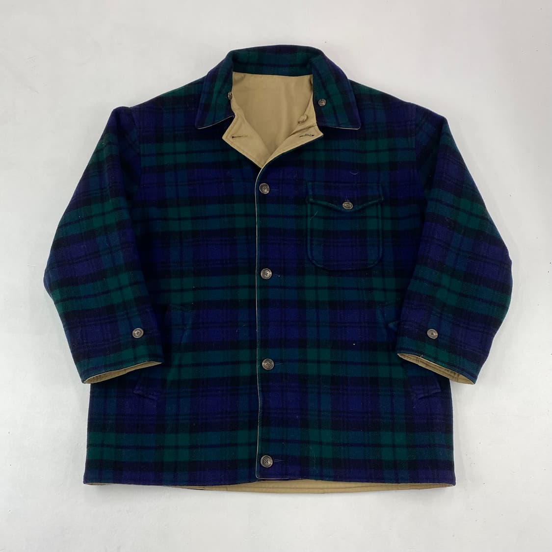 90s 폴로 블랙와치 체크 모직&코튼 리버시블 헌팅 자켓 (105) 상품이미지1