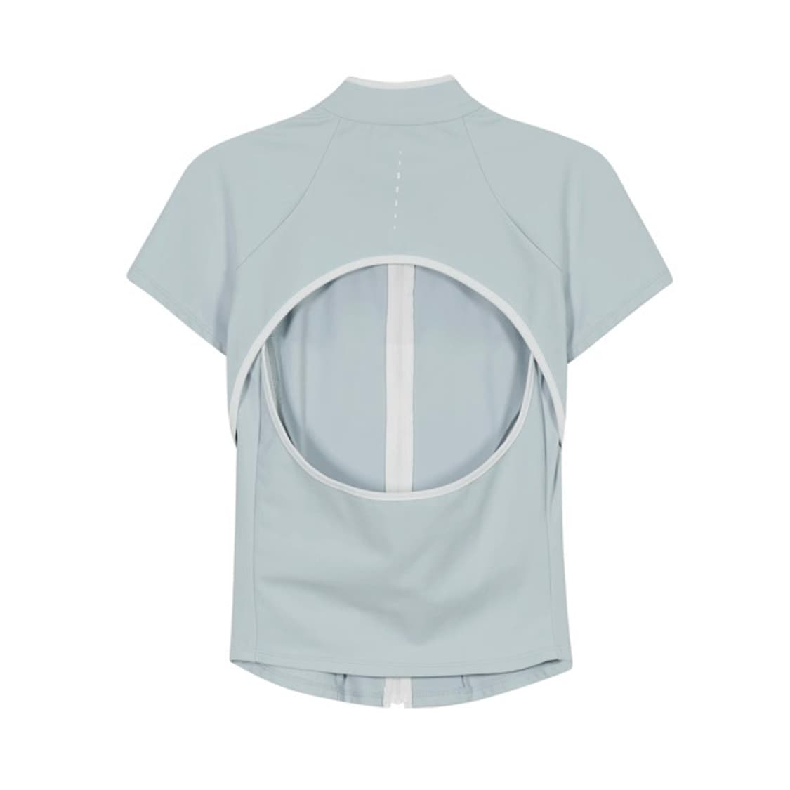 혜인서 슬래시드 집 탑 반팔 집업 셔츠 블루 사이즈2 새상품 상품이미지2