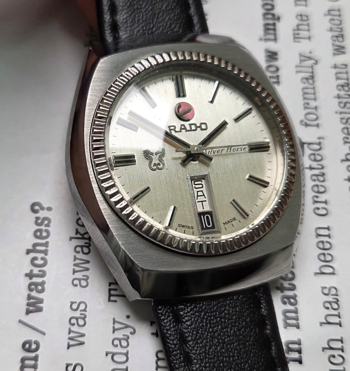 빈티지 라도 실버호스 플루티드베젤 순정 실버판 데이데이트 오토매틱 
 상품이미지1