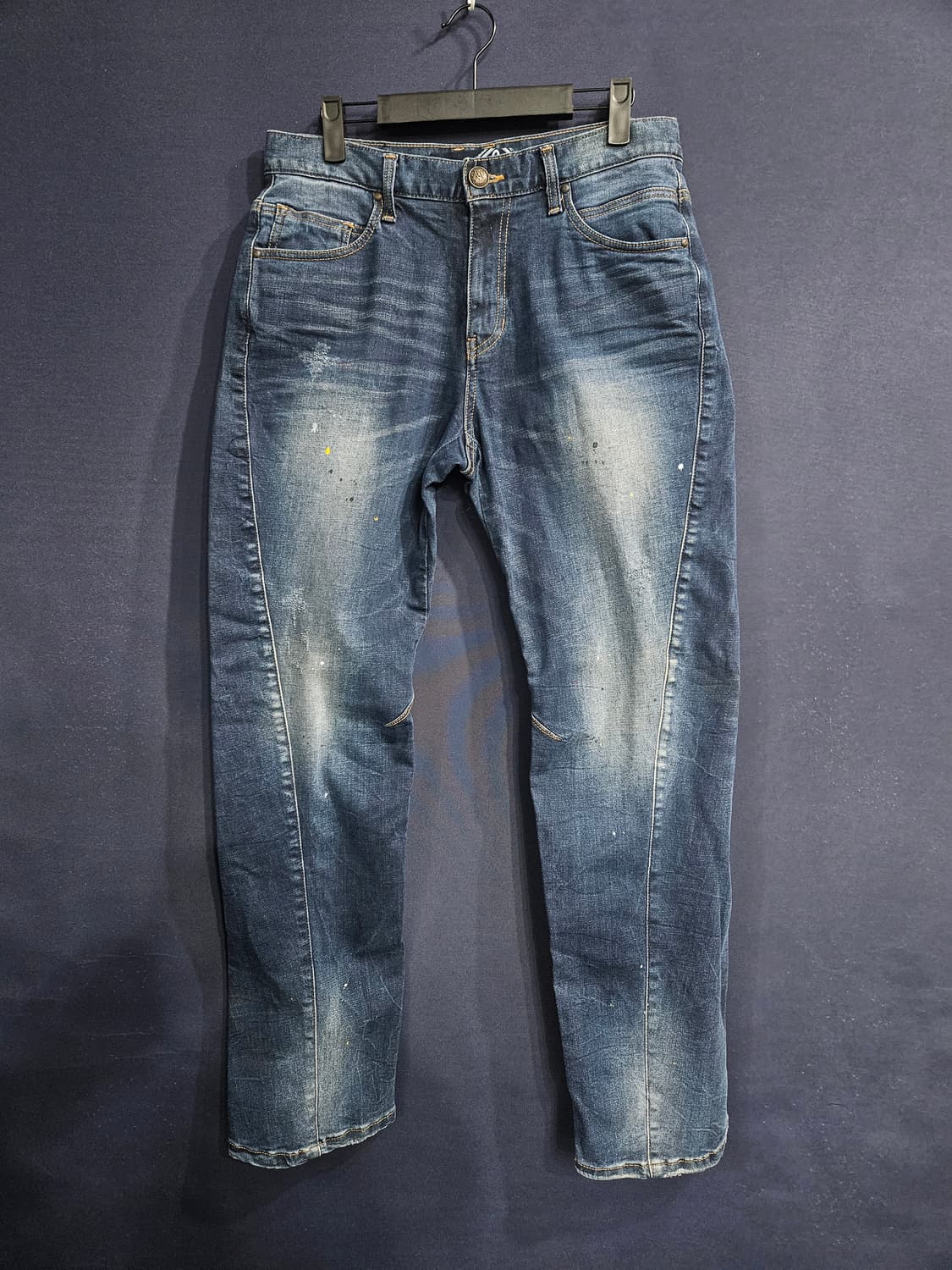 에비수 블루 남성 슬림핏 허리 32 스판 데님팬츠  상품이미지1